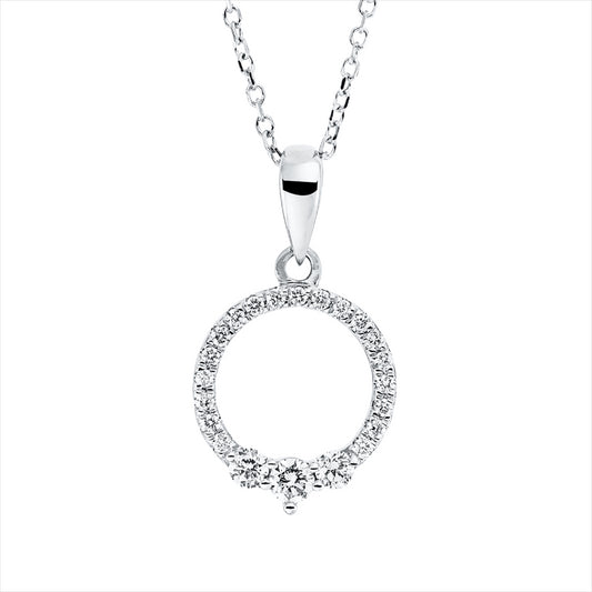 Collier 18 kt WG, mit ZÖ 42 cm, 3 Brill. 0,13 ct, TW-si, 19 Brill. 0,09 ct, TW-si