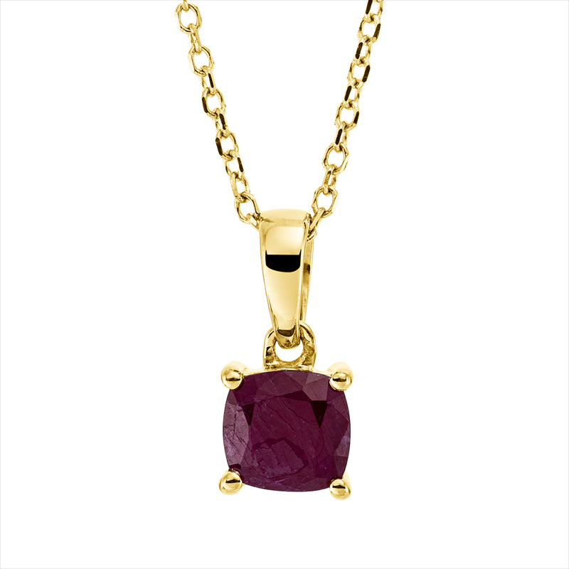 Collier 18 kt GG, mit ZÖ 42 cm, 1 Rubin 0,46 ct rot