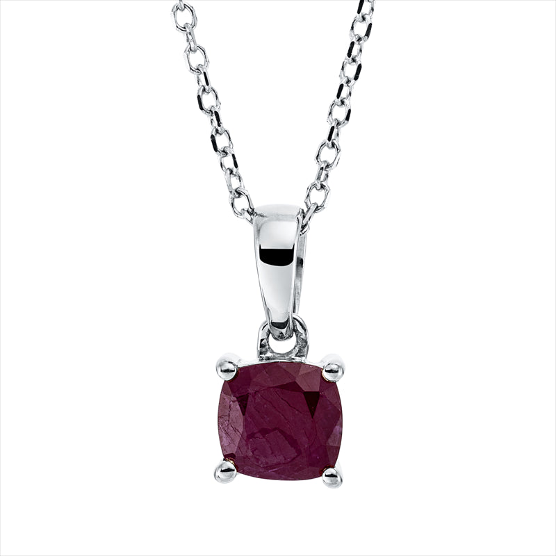 Collier 18 kt WG, mit ZÖ 42 cm, 1 Rubin 0,59 ct rot