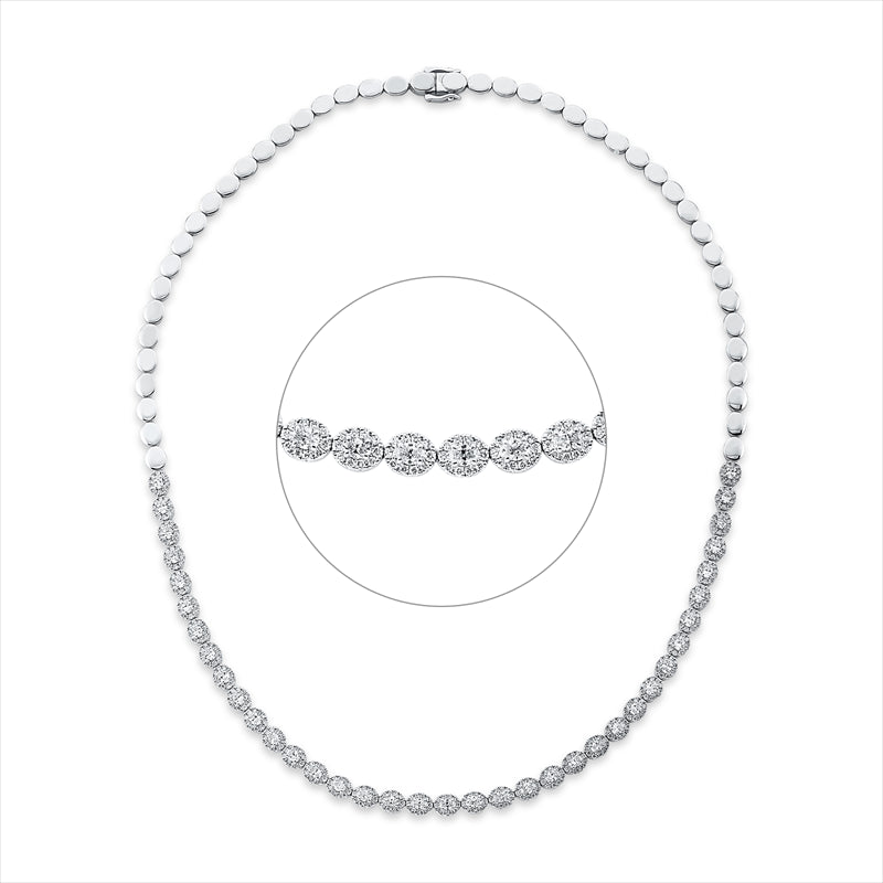 Collier 18 kt WG, 37 Oval 2,22 ct, TW-si, 370 Brill. 1,82 ct, TW-si
