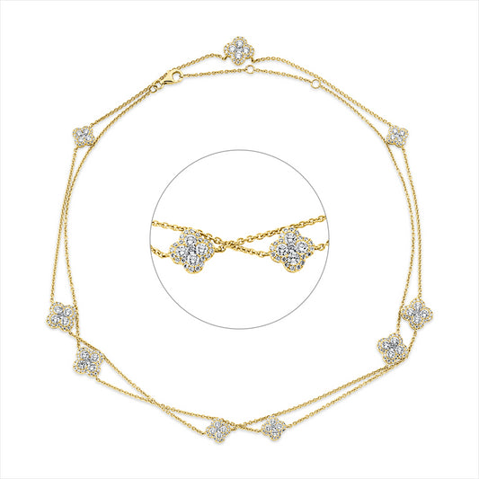 Collier 18 kt GG, mit ZÖ 79 cm, 81 cm, 245 Brill. 5,27 ct, TW-si