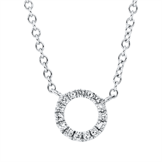 Collier 18 kt WG, mit ZÖ 43 cm + 40,6 cm, 15 Dia. 0,04 ct, TW-si