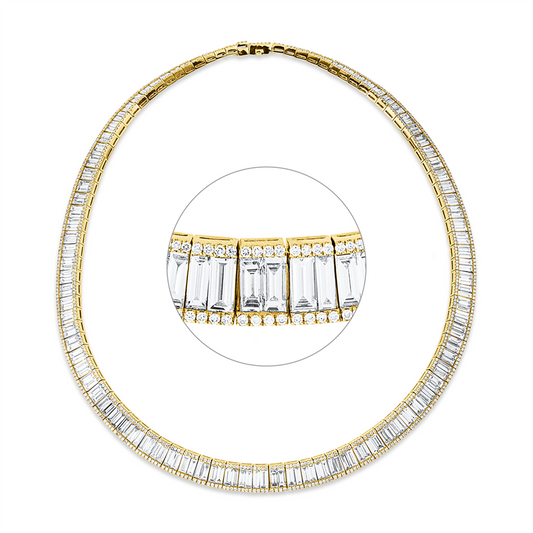 Collier 18 kt GG, 194 Bag. 29,87 ct, TW-vsi, 718 Brill. 3,82 ct, TW-vsi