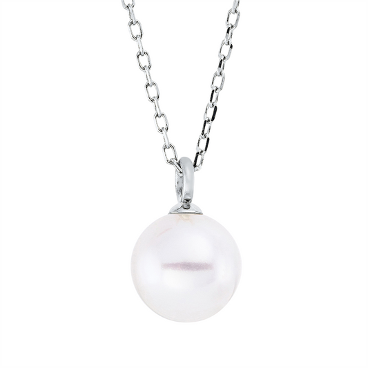 Collier 18 kt WG, mit ZÖ 40.6 cm ,43.2 cm, 1 SW weiß 7 mm