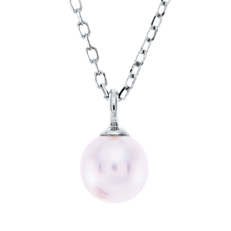 Collier 18 kt WG, mit ZÖ 40.6 cm + 43.2 cm, 1 SW weiß 5,5 mm