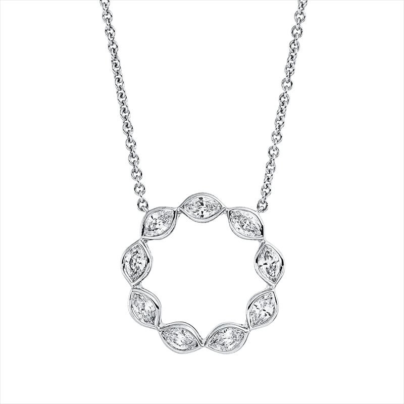 Collier 18 kt WG, 9 Nav. 0,78 ct, TW-si