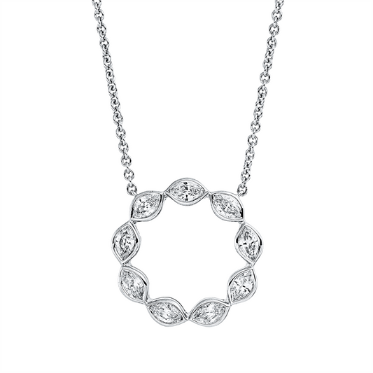 Collier 18 kt WG, 9 Nav. 0,78 ct, TW-si