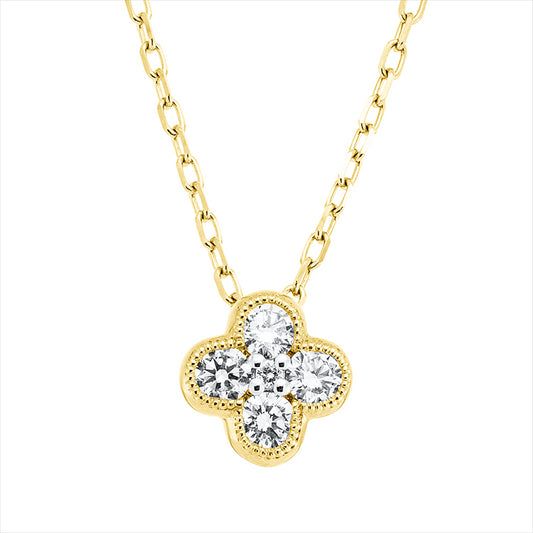 Collier 18 kt GG, Fassung rhodiniert, 1 Brill. 0,01 ct, TW-si, 4 Brill. 0,23 ct, TW-si