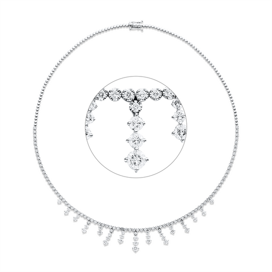 Collier 18 kt WG, 22 Brill. 1,53 ct, TW-si, 3 Brill. 0,43 ct, TW-si, 98 Brill. 1,96 ct, TW-si