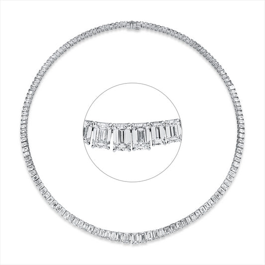 Collier 18 kt WG, 6 Sm.schliff 1,94 ct, 2 Sm. 0,83 ct, 3 Sm. 2,15 ct, 127 Sm.21,67 ct, F-vvs/vs