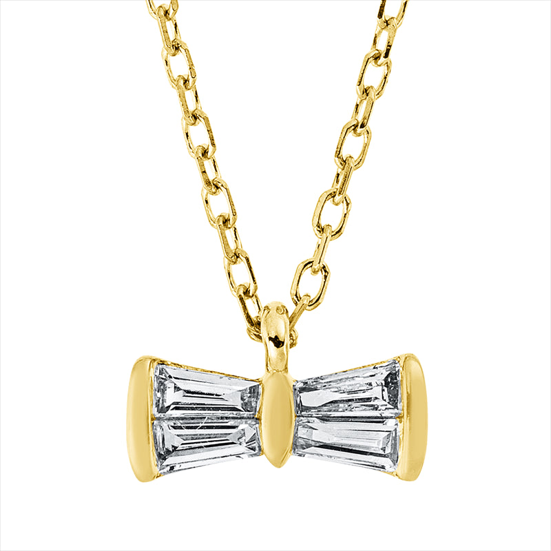 Collier 18 kt GG, mit ZÖ 40 cm, 4 Trap. 0,10 ct, TW-vsi