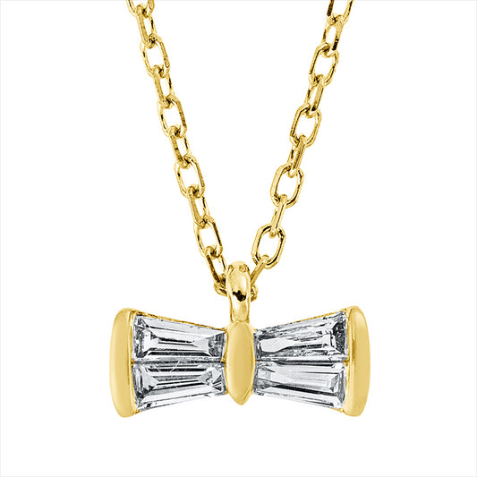 Collier 18 kt GG, mit ZÖ 40 cm, 4 Trap. 0,10 ct, TW-vsi