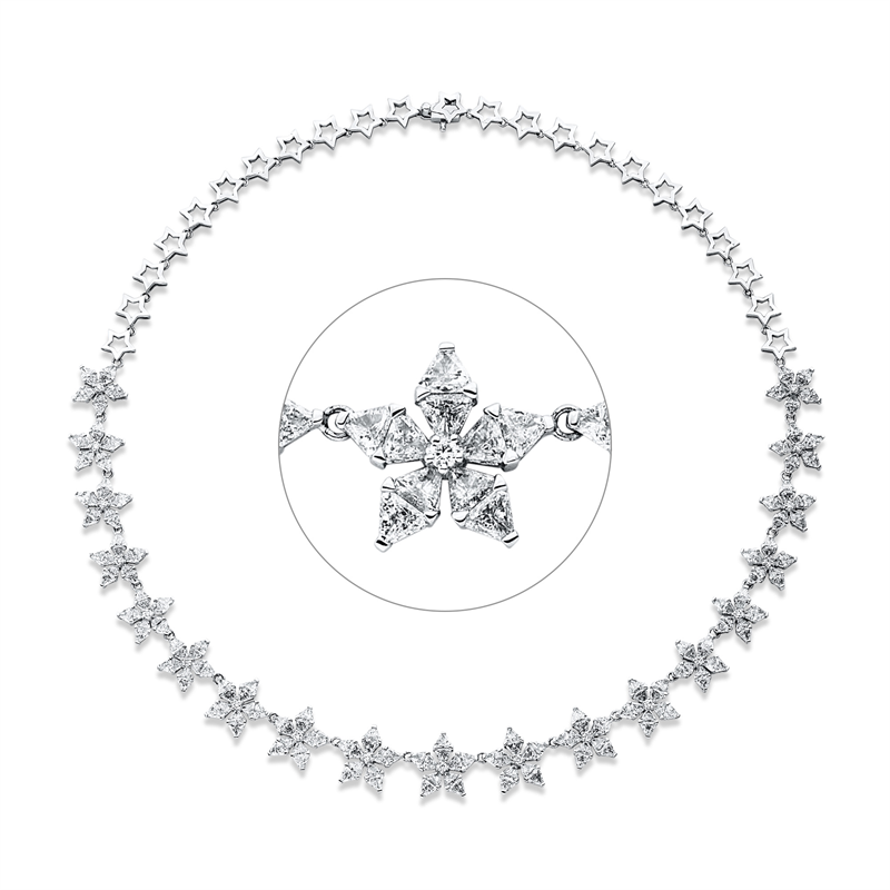 Collier 18 kt WG, 190 Tri.Sond. 10,03 ct, TW-vsi/si, 19 Brill. 0,48 ct, TW-si