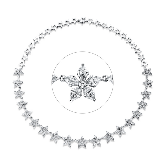 Collier 18 kt WG, 190 Tri.Sond. 10,03 ct, TW-vsi/si, 19 Brill. 0,48 ct, TW-si