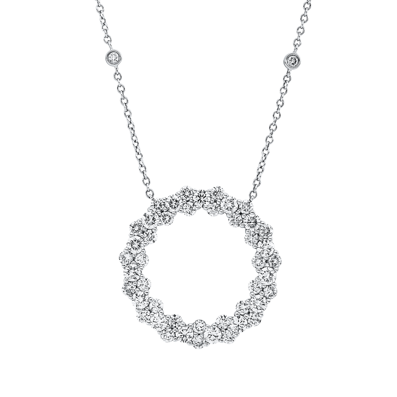 Collier 18 kt WG, mit ZÖ 40,6 cm, 49 Brill. 2,64 ct, TW-si