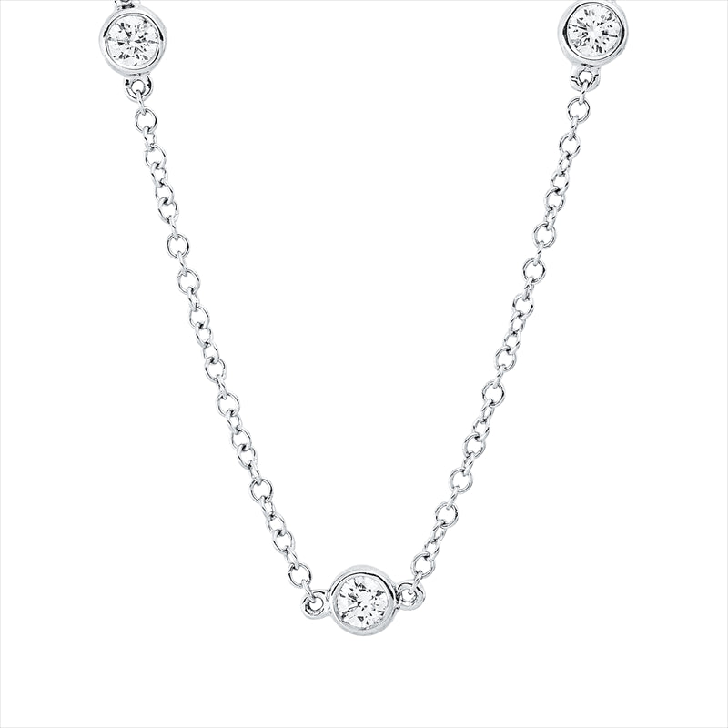 Collier 18 kt WG, mit ZÖ 40,6 cm, 10 Brill. 0,92 ct, TW-si