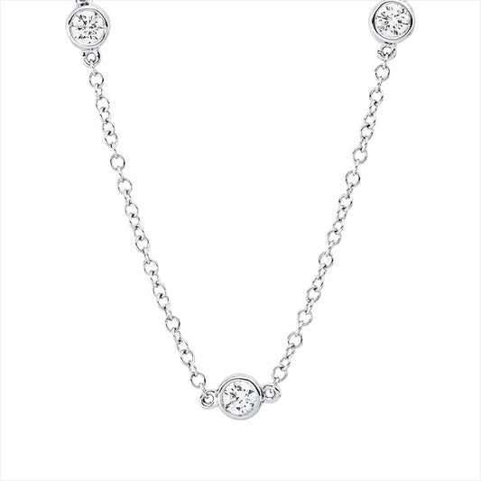 Collier 18 kt WG, mit ZÖ 40,6 cm, 10 Brill. 0,92 ct, TW-si