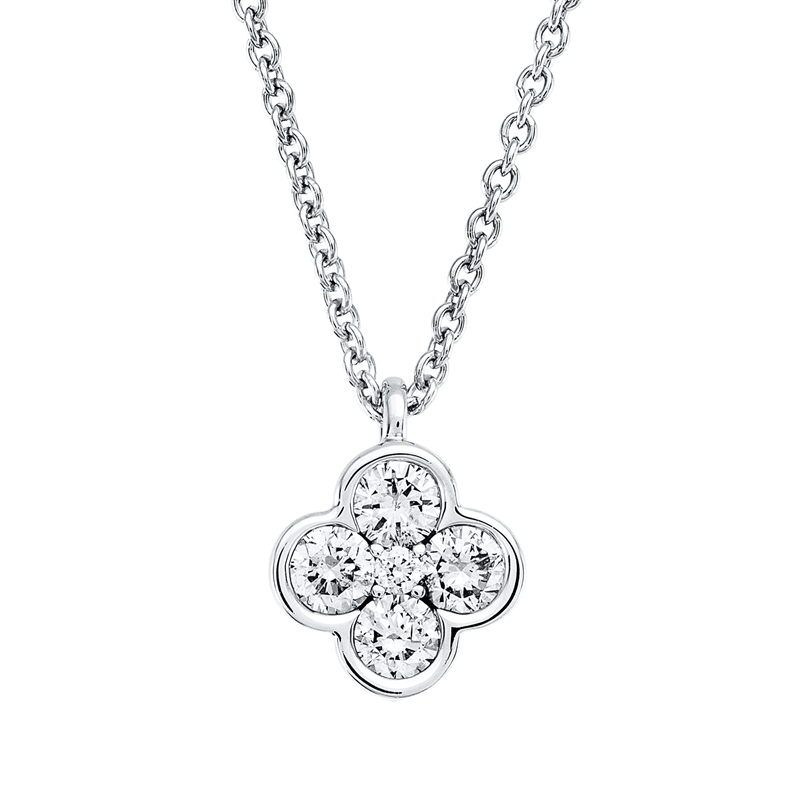 Collier 18 kt WG, mit Öse, 4 Brill. 0,18 ct, TW-si, 1 Brill. 0,01 ct, TW-si