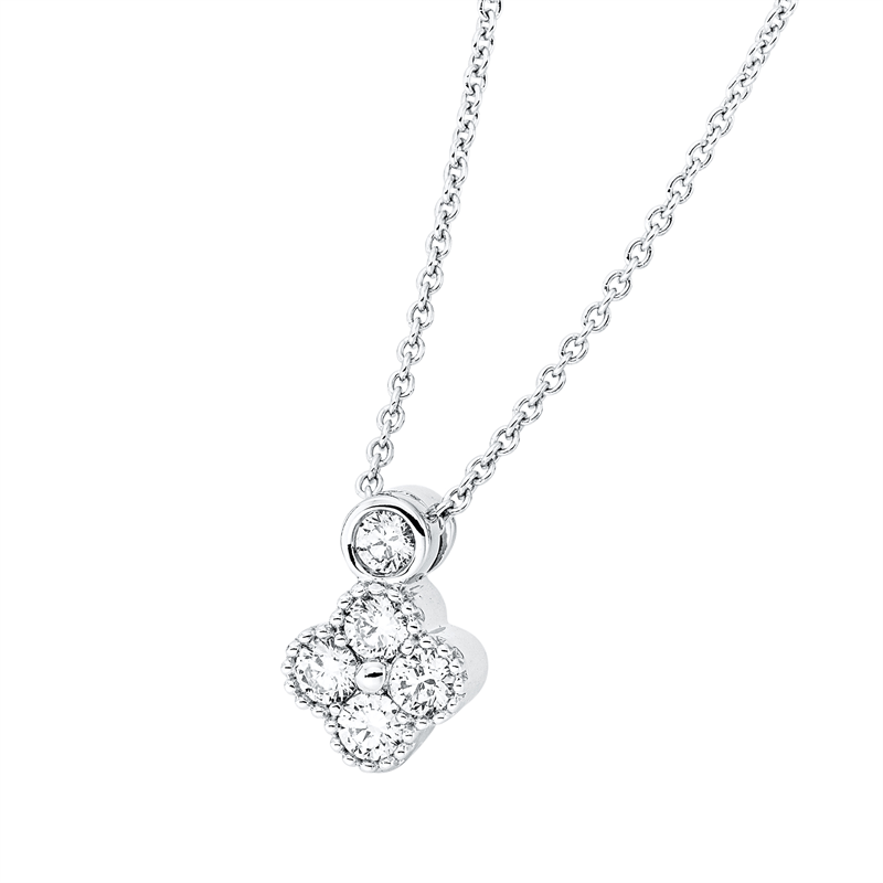 Collier 18 kt WG, 4 Brill. 0,18 ct, TW-si, 1 Brill. 0,04 ct, TW-si