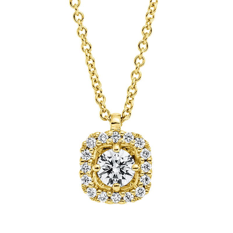 Collier 18 kt GG, mit ZÖ 41 cm + 39,5 cm, 17 Brill. 0,18 ct, TW-si
