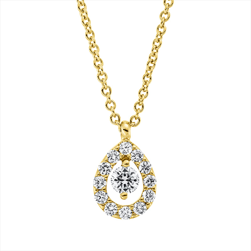 Collier 18 kt GG, mit ZÖ 41 cm + 39,5 cm, 13 Brill. 0,16 ct, TW-si