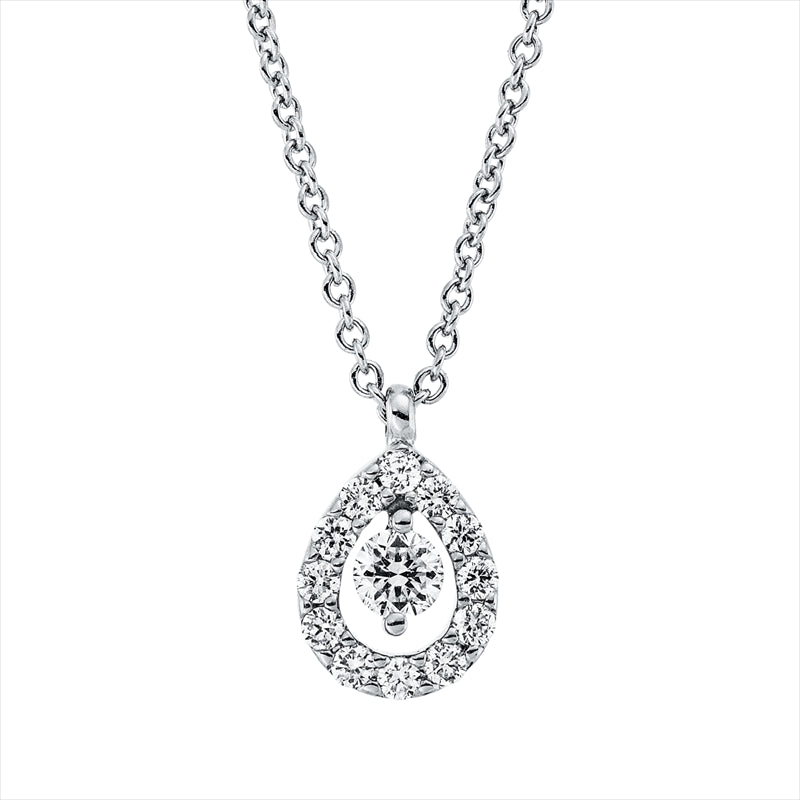 Collier 18 kt WG, mit ZÖ 41 cm + 39,5 cm, 13 Brill. 0,16 ct, TW-si