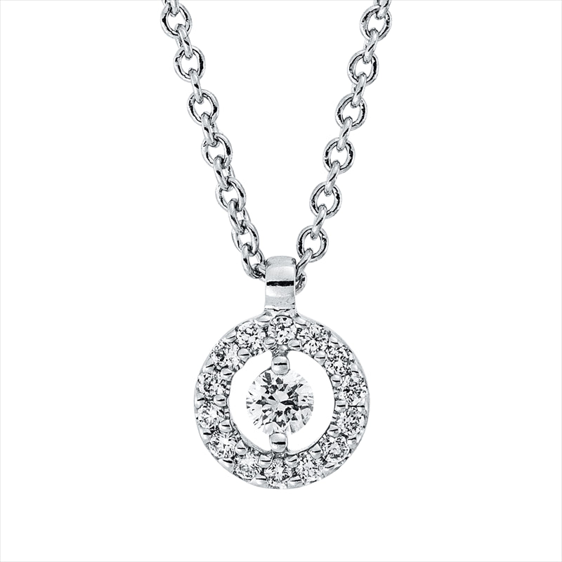 Collier 18 kt WG, mit ZÖ 41 cm + 39,5 cm, 15 Brill. 0,08 ct, TW-si