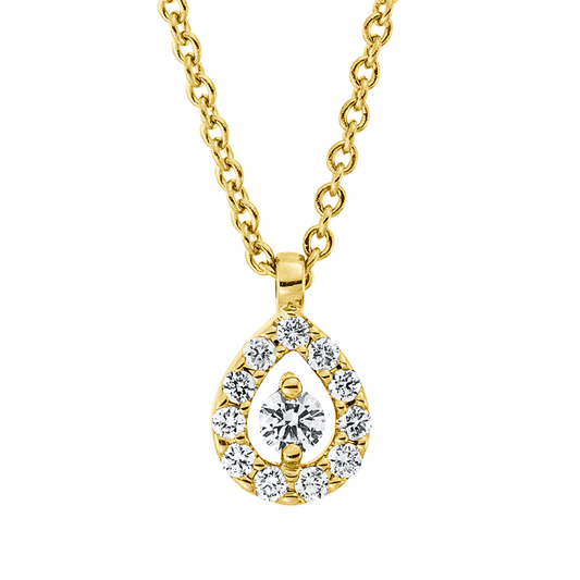 Collier 18 kt GG, mit ZÖ 41 cm + 39,5 cm, 12 Brill. 0,09 ct, TW-si