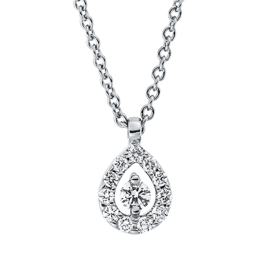 Collier 18 kt WG, mit ZÖ 41 cm + 39,5 cm, 12 Brill. 0,09 ct, TW-si