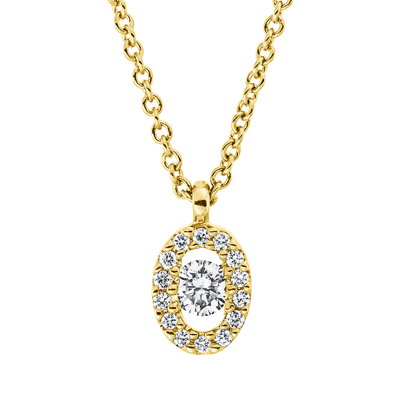 Collier 18 kt GG, mit ZÖ 41 cm + 39,5 cm, 15 Brill. 0,10 ct, TW-si