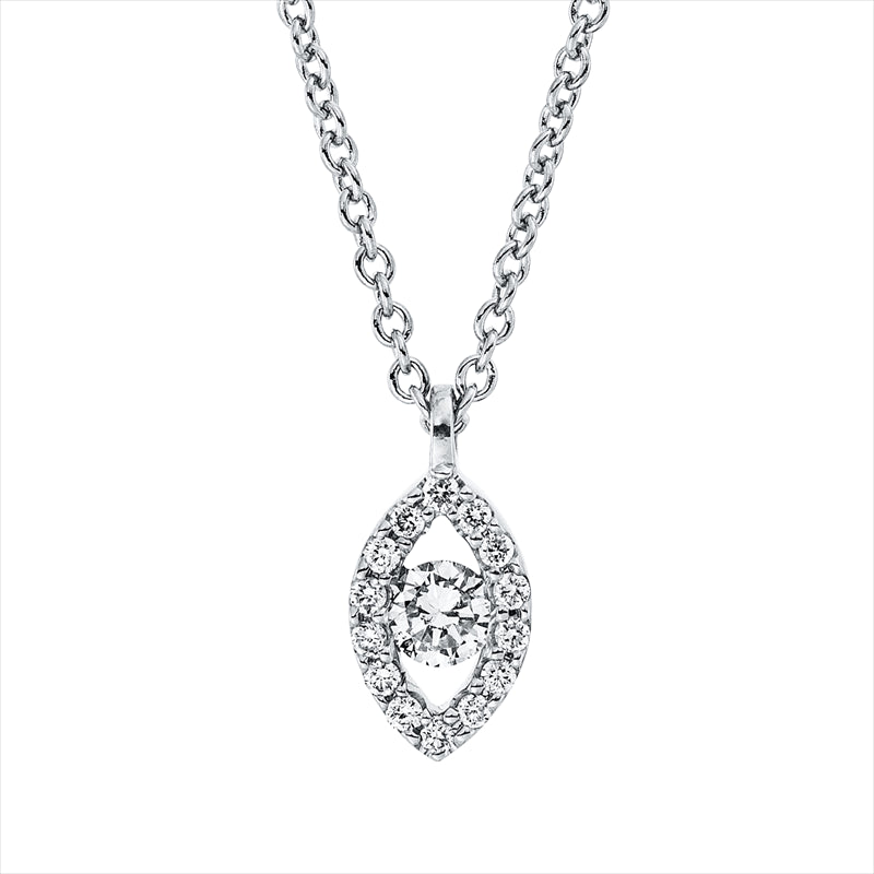 Collier 18 kt WG, mit ZÖ 41 cm + 39,5 cm, 15 Brill. 0,09 ct, TW-si