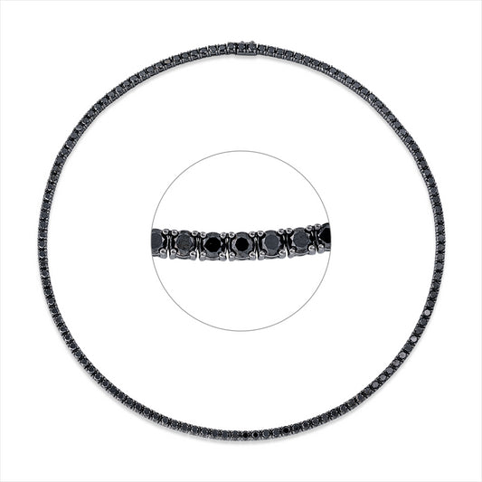 Collier 18 kt WG, Fassung teils schwarz rhodinie, 127 Brill. 16,00 ct, schwarz