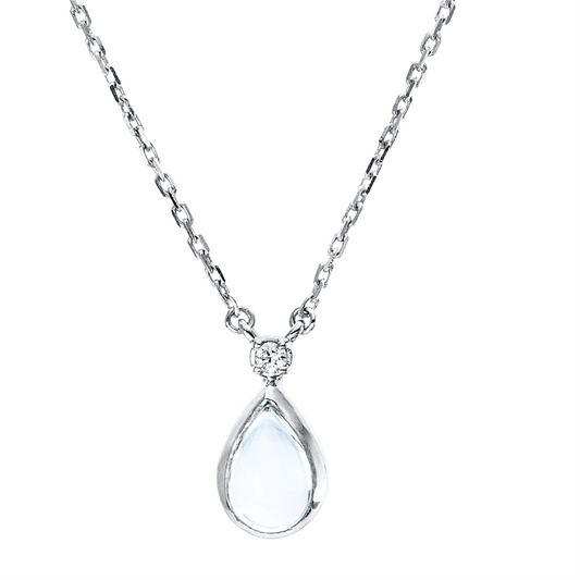Collier 18 kt WG, mit ZÖ 42 cm, 1 Brill. 0,01 ct, TW-si, 1 Topas 0,40 ct sky blue