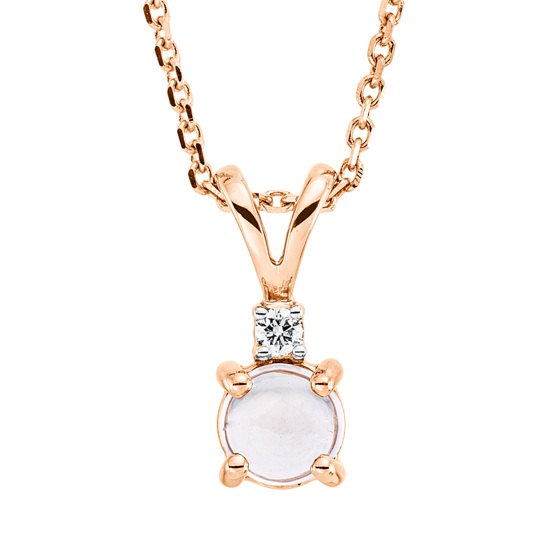 Collier 18 kt RG, Fassung rhodiniert, ZÖ 42 cm, 1 Brill. 0,01 ct, TW-si, 1 Morganit 0,41 ct
