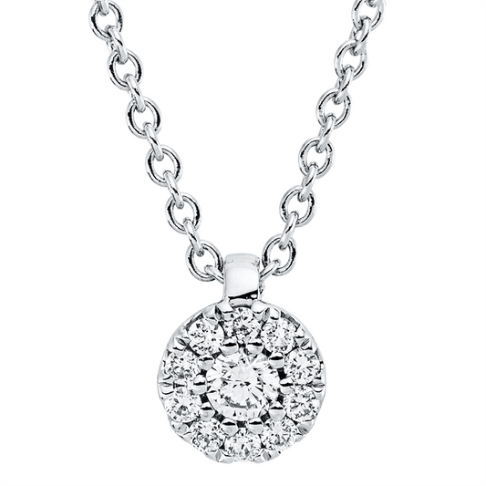 Collier 18 kt WG, mit ZÖ 42 cm, 1 Brill. 0,06 ct, TW-si, 10 Brill. 0,07 ct, TW-si