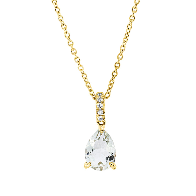 Collier 18 kt GG, mit ZÖ 42 cm, 5 Brill. 0,03 ct, TW-si, 1 Amethyst 1,03 ct grün