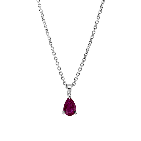 Collier 18 kt WG, mit ZÖ 42 cm, 1 Rubin 0,45 ct rot