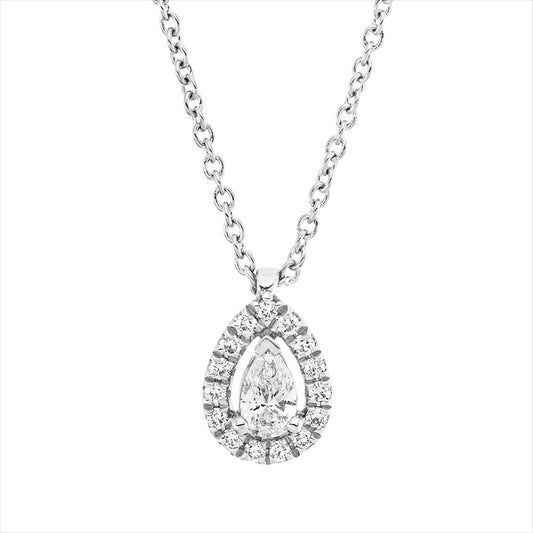 Collier 18 kt WG, 1 Tropfen 0,15 ct, TW-si, 15 Brill. 0,09 ct, TW-si