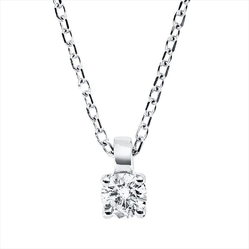 Collier 18 kt WG, mit ZÖ 42 cm, 1 Brill. 0,10 ct, TW-si