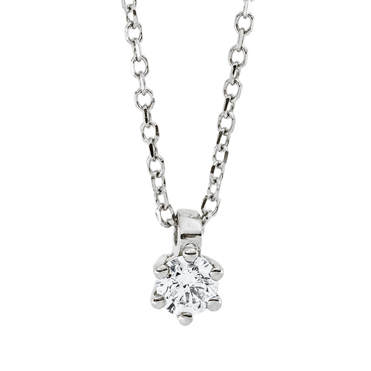 Collier 18 kt WG, mit ZÖ 42 cm, 1 Brill. 0,09 ct, TW-si
