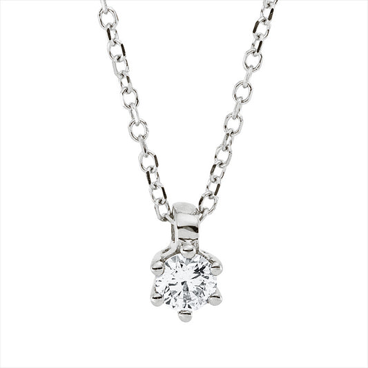 Collier 18 kt WG, mit ZÖ 42 cm, 1 Brill. 0,14 ct, TW-si