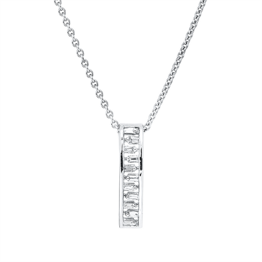 Collier 18 kt WG, 11 Trap. 0,10 ct, TW-si