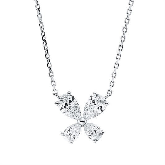 Collier 18 kt WG, mit ZÖ 40 cm, 4 Tropfen 0,48 ct, TW-si