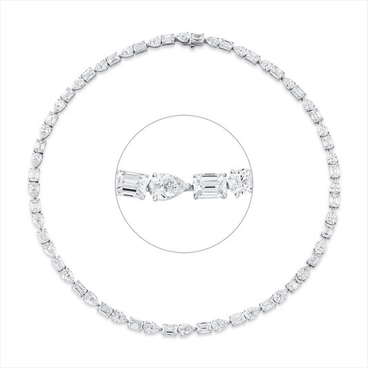 Collier 18 kt WG, 30 Tropfen 17,35 ct, D/F-vvs, 30 Sm.schliff 21,81 ct, D/F-vvs