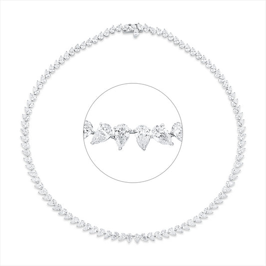 Collier 18 kt WG, 97 Tropfen 23,90 ct, TW-vsi/si