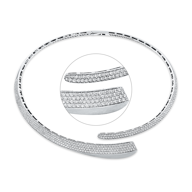 Collier 18 kt WG, mattiert, 452 Brill. 5,71 ct, TW-vsi