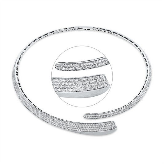 Collier 18 kt WG, mattiert, 452 Brill. 5,71 ct, TW-vsi