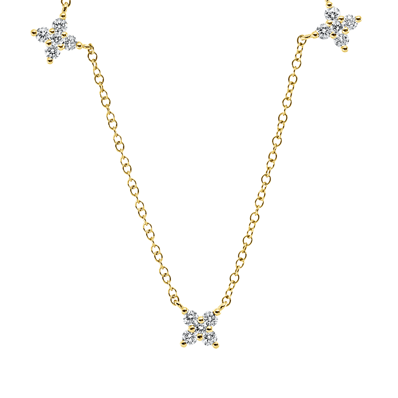 Collier 18 kt GG, mit ZÖ 40 cm, 25 Brill. 0,83 ct, TW-si