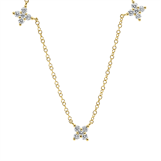 Collier 18 kt GG, mit ZÖ 40 cm, 25 Brill. 0,83 ct, TW-si