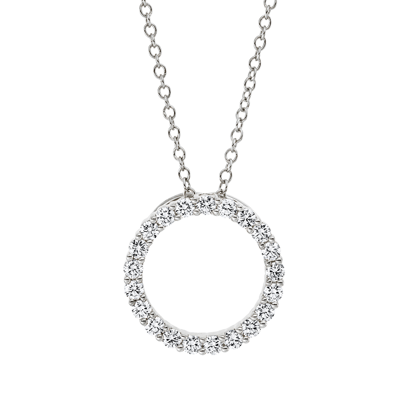 Collier 18 kt WG, mit ZÖ 40 cm, 21 Brill. 0,58 ct, TW-vsi
